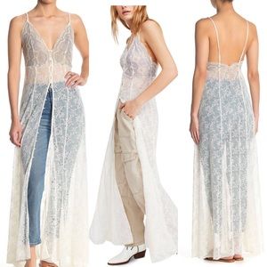 Free People button up lace maxi dress
